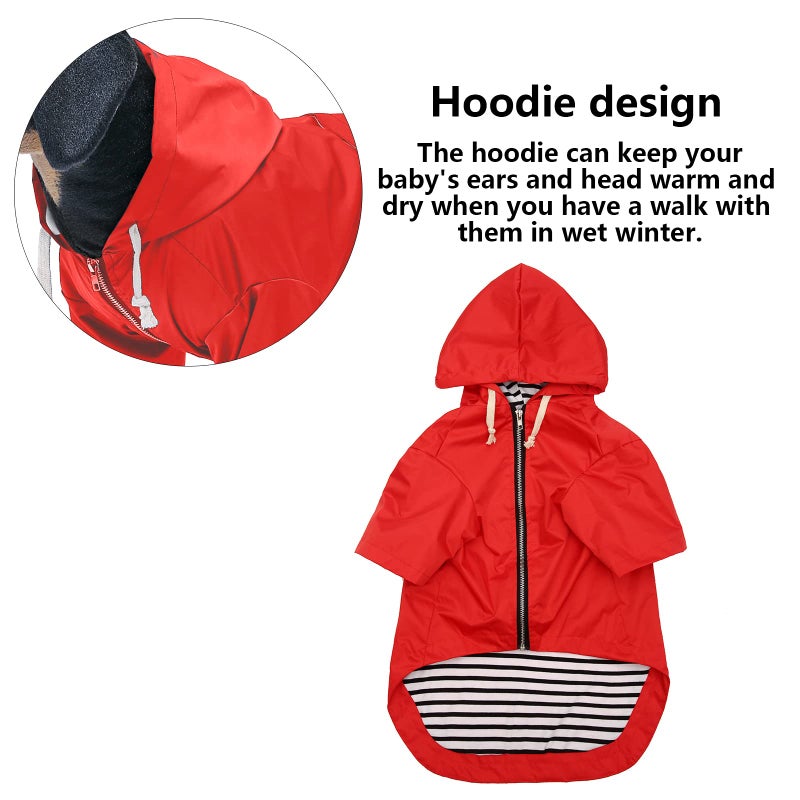 Morezi Dog Raincoat rain Jacket Raincoat Dogs Waterproof Small Medium Breeds Zip Closure Storage Pocket Harness Hole Red XS - Image 4